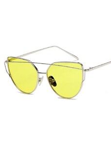 Flamenco Mystique Žluté průhledné sluneční brýle GLAM ROCK FASHION, UV 400 filtr, materiál z kovu, 143x53x49 mm