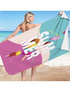 Obdélníková plážová osuška SUMMER, 150x70 cm, Polyester, Bílá