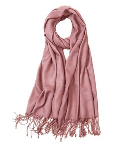 Elegantní tmavě růžová šála s třásněmi, 70x200 cm, viskóza a polyester