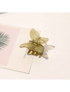 Ozdobná Spona do Vlasů Motýl, Transparentní Zelená, Kov a Plast, 6x7 cm