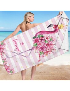Flamenco Mystique Obdélníková plážová osuška s originálním vzorem, 150x70 cm, polyester, rychleschnoucí
