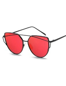 Flamenco Mystique Sluneční brýle Glam Rock Fashion, zrcadlově červené, UV 400 filtr, rozměry 143x53x49 mm