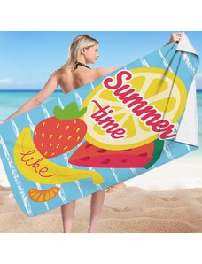 Obdélníková plážová osuška SUMMER TIME, 150x70 cm, Polyester, Bílá