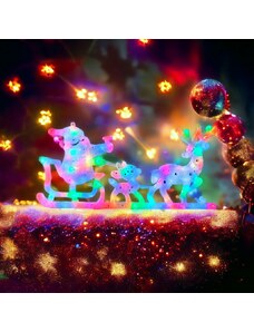 Závěsná Vánoční Dekorace XXL Sanie, Multicolour LED, Rozměry 31x65 cm