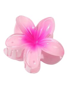 Velká spona do vlasů s květinou v růžovém ombre, 7,5x8cm, z kvalitního kovu a plastu