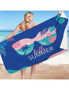 Obdélníková plážová osuška modrá HELLO SUMMER 150x70 REC54WZ9
