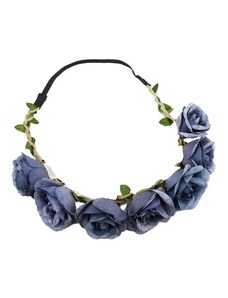 Romantický Věnec z Umělých Květin, Modrá, Šířka 4 cm - Průměr 15 cm
