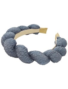 Pletený Pásek do Vlasů, Silný, Modrý, Průměr 12 cm, Šířka 4 cm
