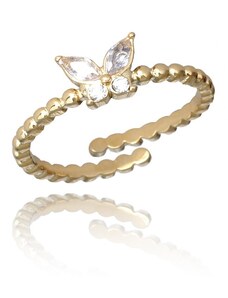 Prsten z chirurgické oceli pokovený 14karátovým zlatem, světle zlatá barva, odolný vůči povětrnostním vlivům