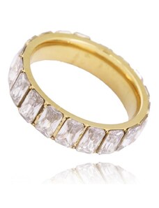Pozlacený prsten z chirurgické oceli velikost US7 EU14, odolný vůči povětrnostním vlivům, zlatá barva