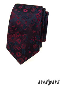 Tmavě modrá kravata s bordó vzorem Avantgard 571-22428