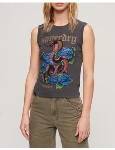 SUPERDRY D2 OVIN TATTOO RHINESTONE FITTED TANK TRIČKO DÁMSKÉ