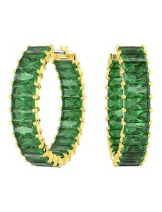 Swarovski Pozlacené kruhové náušnice se zelenými zirkony Matrix 5658651