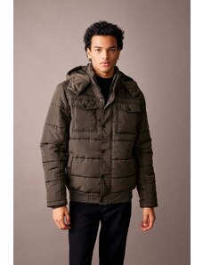 DEFACTO Slim Fit Hooded Faux Fur Lined Puffer Puffer Jacket