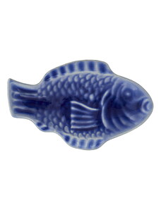 Madam Stoltz Kameninový talířek ve tvaru ryby Dark Blue