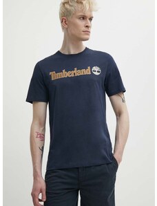 Bavlněné tričko Timberland tmavomodrá barva, s potiskem, TB0A5UPQ4331