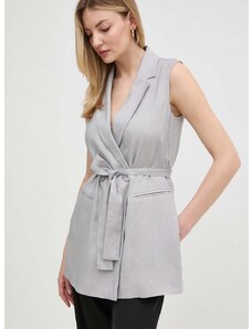 Lněná vesta Armani Exchange šedá barva, 3DYQ12 YN1RZ