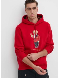 Mikina Polo Ralph Lauren pánská, červená barva, s kapucí, s potiskem, 710926120
