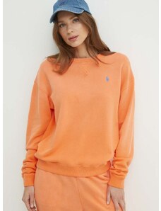 Bavlněná mikina Polo Ralph Lauren dámská, oranžová barva, hladká, 211935582