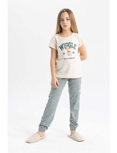DEFACTO Girl Printed Short Sleeve 2 Piece Pajama Set