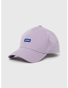 Bavlněná baseballová čepice Hugo Blue fialová barva, s aplikací