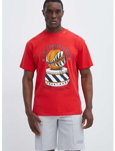 Bavlněné tričko Puma červená barva, s potiskem, 624740