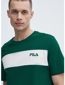 Bavlněné tričko Fila Lankaran zelená barva, s aplikací, FAM0680