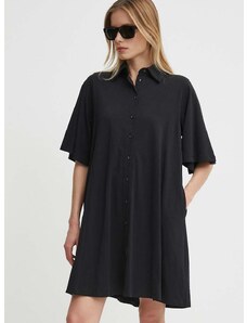 Bavlněné šaty Bomboogie černá barva, mini, oversize, AW8488TJOR4