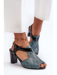 Kesi Tyrkysové tyrkysové dámské sandály na vysokém podpatku Queenmarie vyrobené z eko kůže