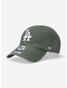 Bavlněná baseballová čepice 47brand MLB Los Angeles Dodgers zelená barva, s aplikací, B-RGW12GWSNL-MSG