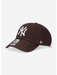 47 brand Kšiltovka 47brand MLB New York Yankees hnědá barva, s aplikací, B-RGW17GWSNL-BW