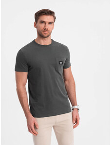 Ombre Clothing Pánské volnočasové tričko s kapsičkou - grafitové V11 OM-TSCT-0109