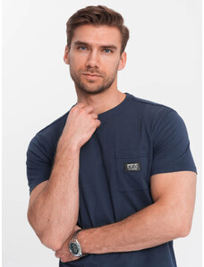Ombre Clothing Pánské volnočasové tričko s kapsičkou - tmavě modré V10 OM-TSCT-0109