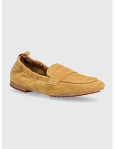 Semišové mokasíny Tommy Hilfiger TH SUEDE MOCCASIN dámské, béžová barva, na plochém podpatku, FW0FW07714