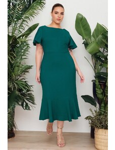Trendyol Curve Dark Green Finike Woven Plus Size Dress
