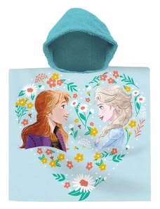 EUROSWAN Koupací pončo - osuška s kapucí Ledové království - Frozen - motiv Anna a Elsa - 60 x 120 cm