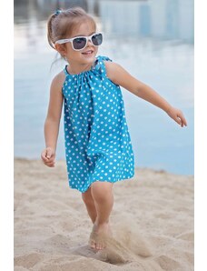 LOVEMADE Dívčí tyrkysové letní šaty s puntíky Tyrkysová