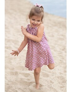 LOVEMADE Dívčí pudrové letní šaty s puntíky Pudrová