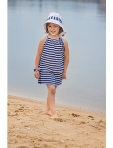 LOVEMADE Dívčí letní modro-bílé šaty s pruhy Pruhovaný vzor