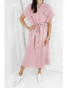 Moda Italia Košilové růžové šaty MA-233PI