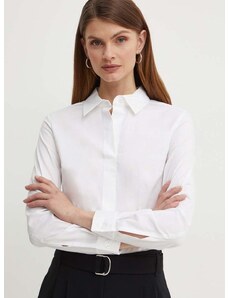 Košile BOSS dámská, bílá barva, slim, s klasickým límcem