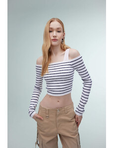 DEFACTO Slim Fit Strapless Striped Pullover