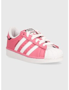 Dětské kožené sneakers boty adidas Originals SUPERSTAR růžová barva