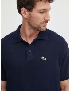 Bavlněné polo tričko Lacoste tmavomodrá barva, s aplikací