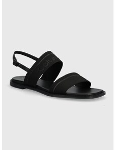 Sandály Calvin Klein FLAT SANDAL HE dámské, černá barva, HW0HW01990