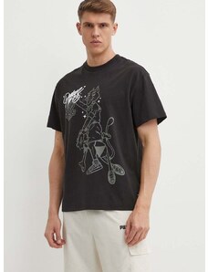 Bavlněné tričko Puma černá barva, s potiskem, 625282
