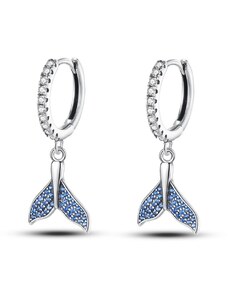 GRACE Silver Jewellery Stříbrné náušnice Ploutev s modrými zirkony - stříbro 925/1000