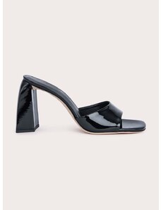 Kožené pantofle By Far Michele dámské, černá barva, na podpatku, 22FWMICHMBLP