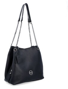 Netradiční kožená kabelka s kombinovanými popruhy Famito NB 3000 černá