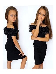 By Mini - butik PREMIUM šaty s řasením černé